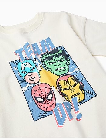 Set maglietta in cotone e pantaloncini con stampa Avengers