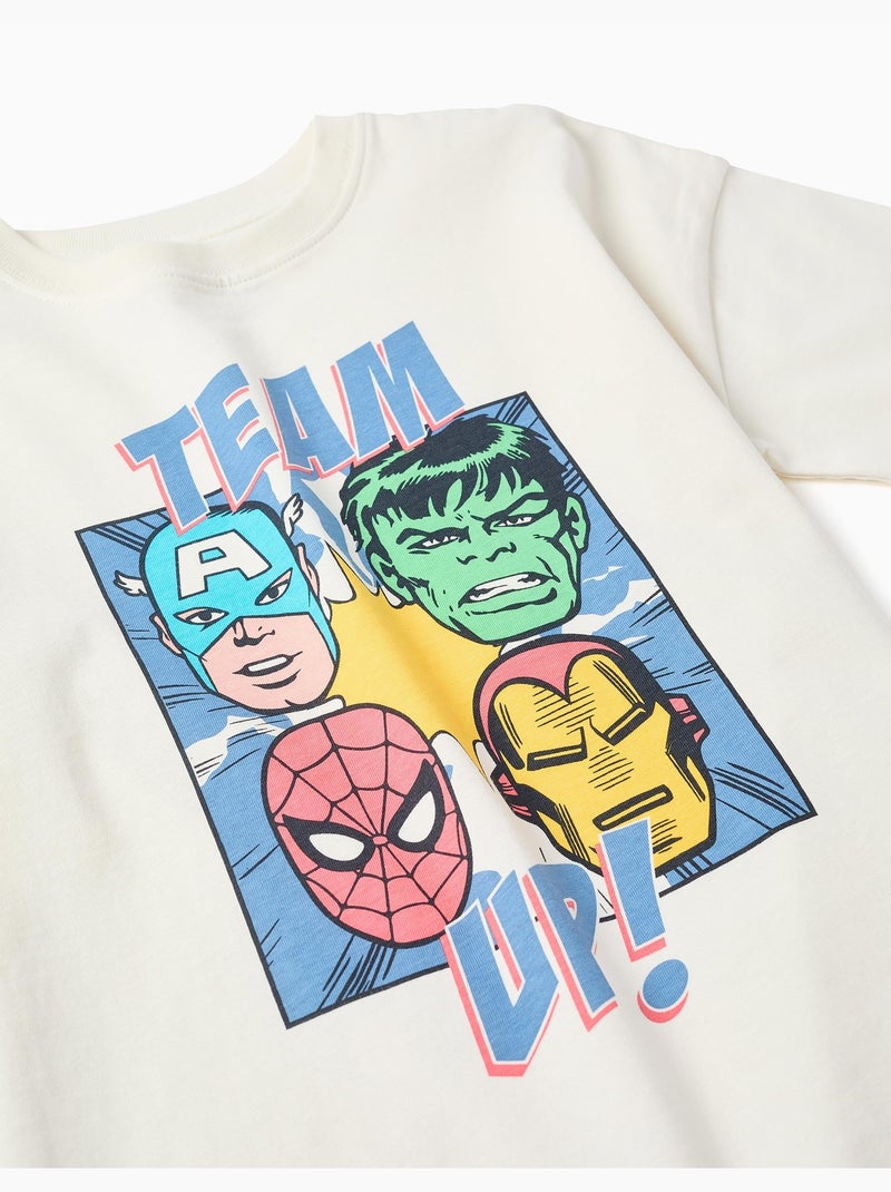 Set maglietta in cotone e pantaloncini con stampa Avengers Blu Blu - Kiabi
