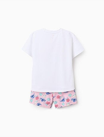 Set maglietta in cotone e pantaloncini con stampa Stitch