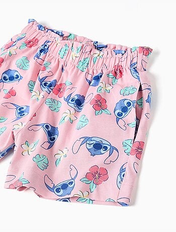Set maglietta in cotone e pantaloncini con stampa Stitch