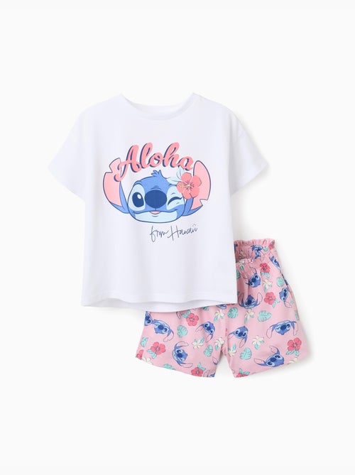 Set maglietta in cotone e pantaloncini con stampa Stitch - Kiabi