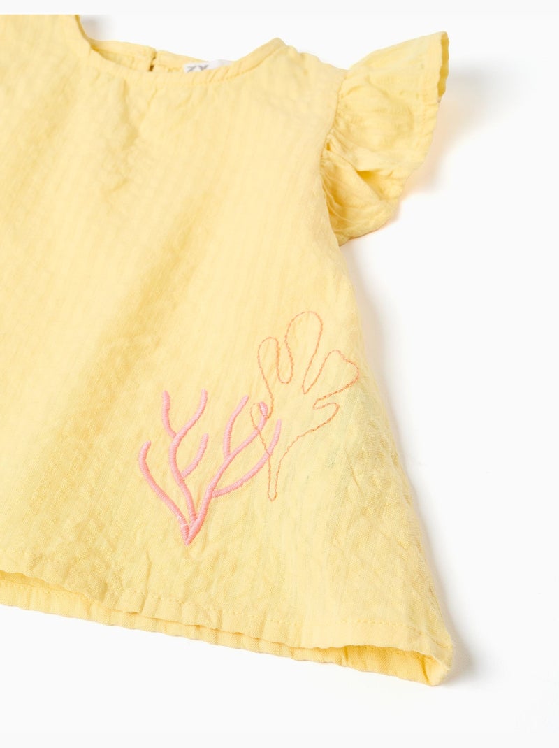 Set maglietta in cotone e pantaloncini in denim Giallo chiaro - Kiabi