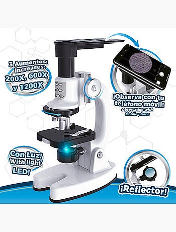 Set microscopio giocattolo con luce led e supporto per cellulare smart theory