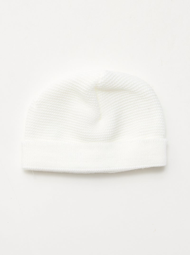 Set nascita berretto + guanti + scarpine in maglia 'Manufacture de Layette' Bianco - Kiabi