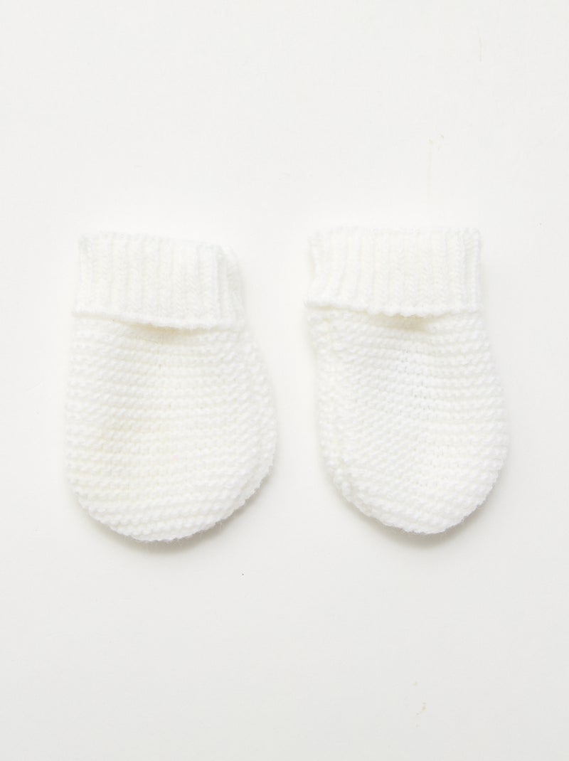 Set nascita berretto + guanti + scarpine in maglia 'Manufacture de Layette' Bianco - Kiabi