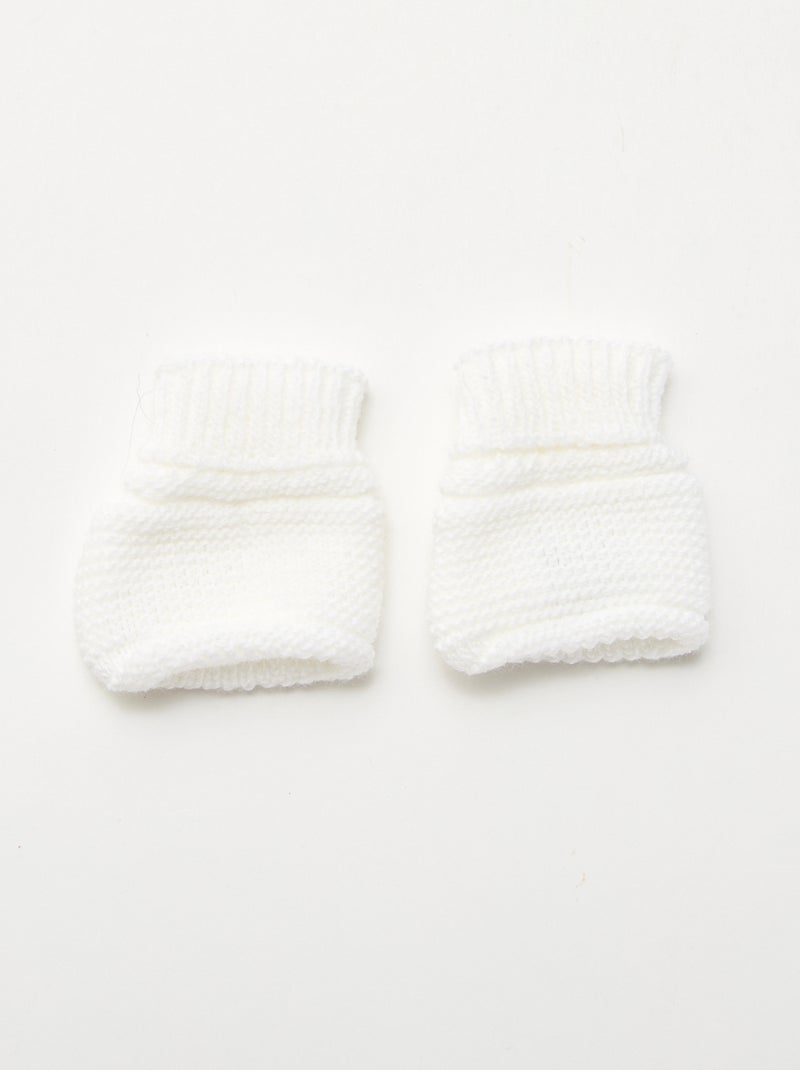 Set nascita berretto + guanti + scarpine in maglia 'Manufacture de Layette' Bianco - Kiabi