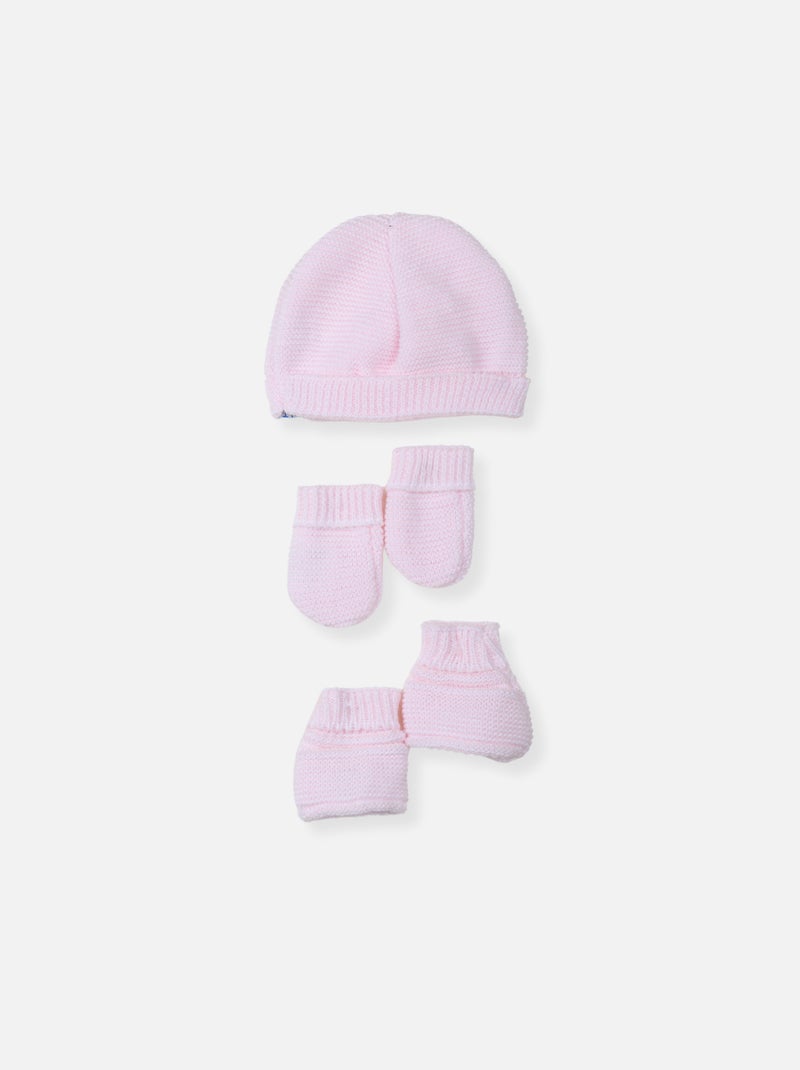 Set nascita cuffia, manopole e scarpine Rosa - Kiabi