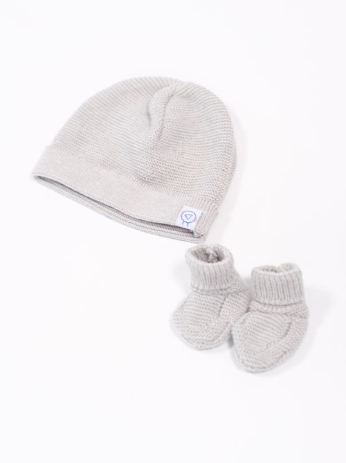 Set neonato cuffia e scarpine 50% cotone biologico 50% poliestere riciclato - Kiabi