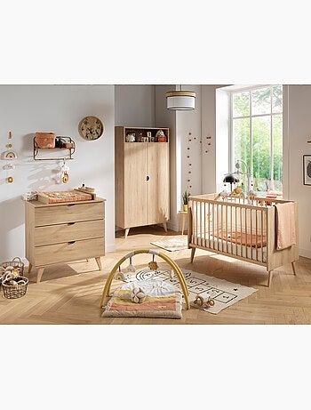 Set per cameretta da neonato a 3 pezzi Mia, lettino 120x60, fasciatoio, armadio a 2 ante - SAUTHON