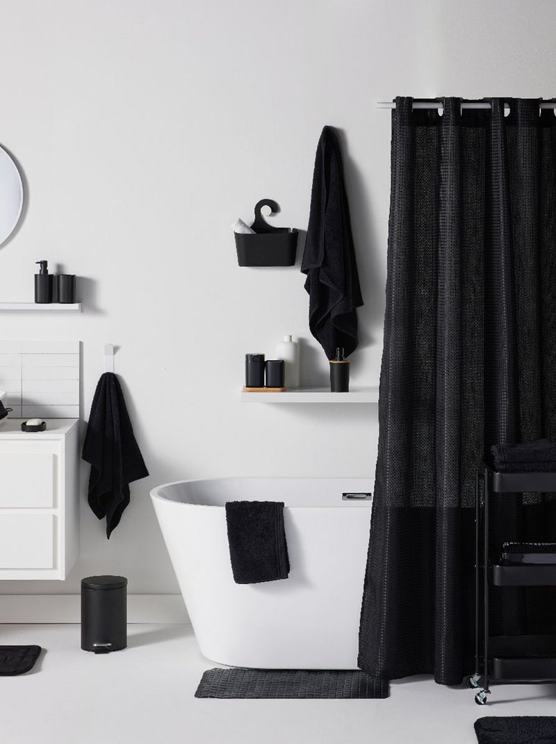 Set per doccia cestino portaoggetti + tenda per doccia + tappeto per doccia nero - Kiabi