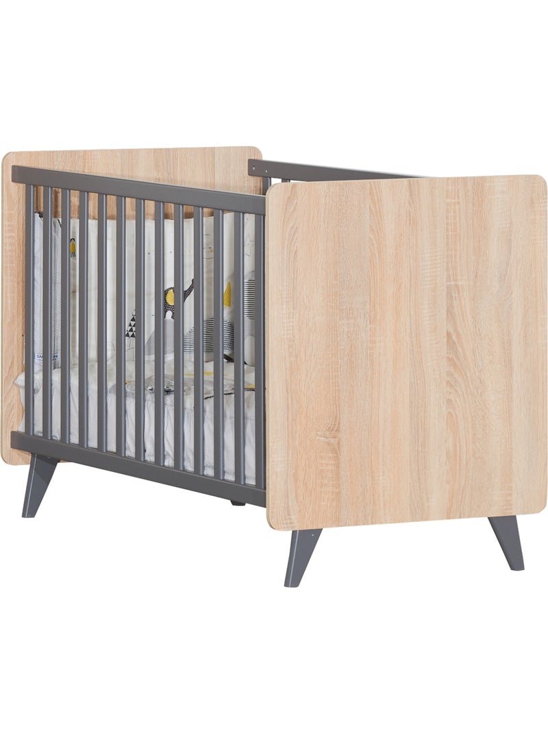 Set per la cameretta del bambino: lettino 60x120, fasciatoio a 2 cassetti e armadio a 2 - SAUTHON Grigio marrone - Kiabi