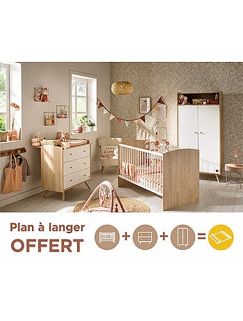 Set per la cameretta del bebè: lettino 70x140 trasformabile, fasciatoio a 3 cassetti e - SAUTHON
