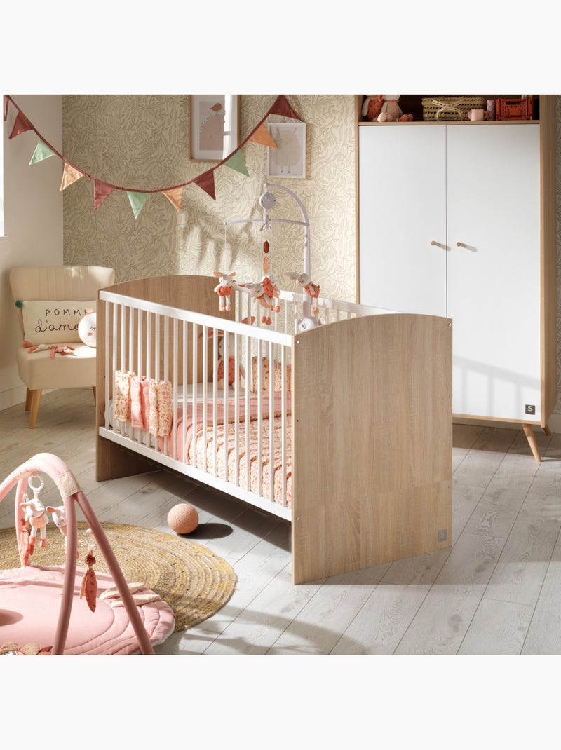 Set per la cameretta del bebè: lettino 70x140 trasformabile, fasciatoio a 3 cassetti e - SAUTHON Bianco Marrone - Kiabi