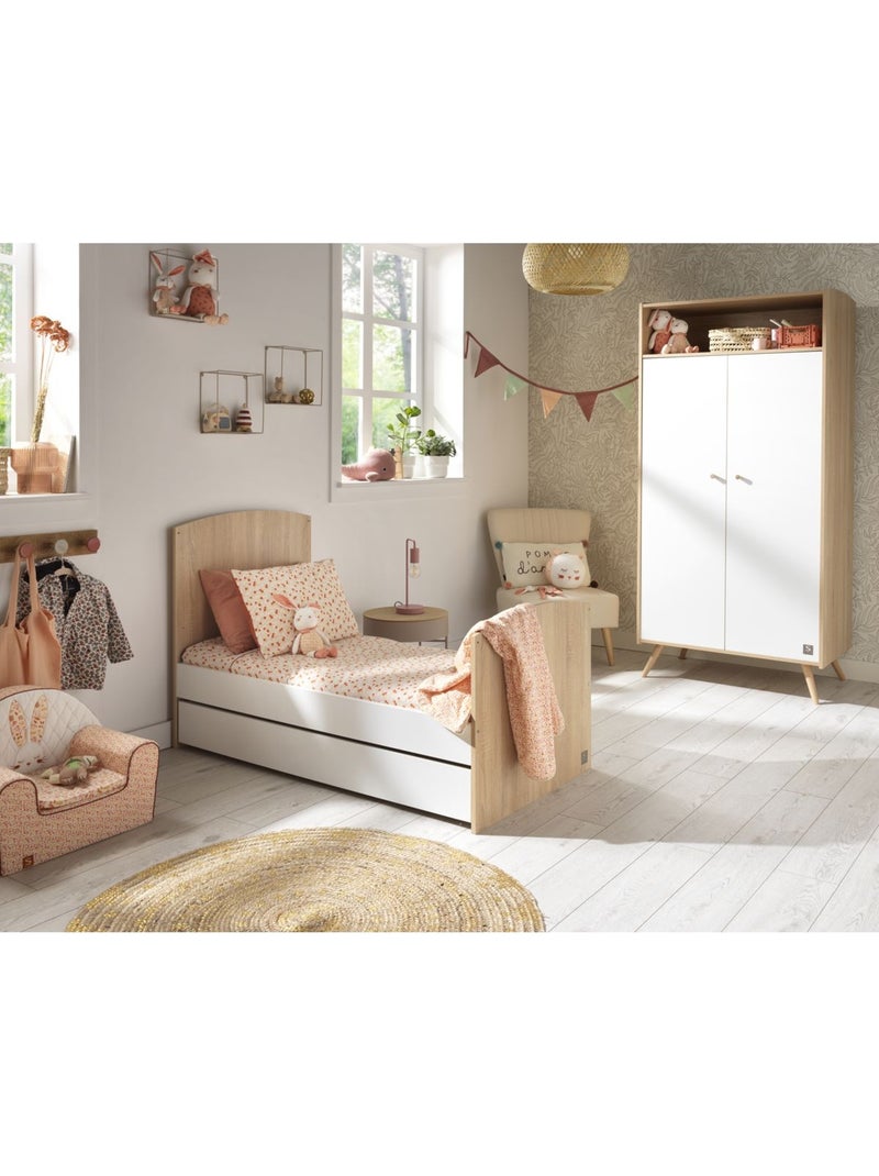 Set per la cameretta del bebè: lettino 70x140 trasformabile, fasciatoio a 3 cassetti e - SAUTHON Bianco Marrone - Kiabi