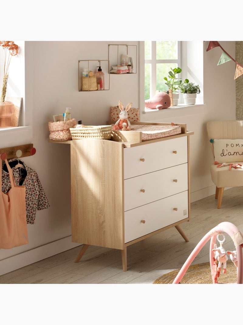 Set per la cameretta del bebè: lettino 70x140 trasformabile, fasciatoio a 3 cassetti e - SAUTHON Bianco Marrone - Kiabi