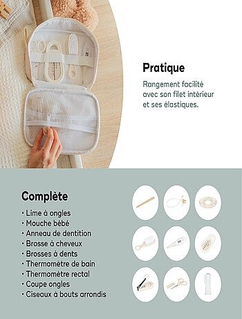 Set per la cura del neonato compatto con 9 accessori, colore Sabbia 'Babymoov'