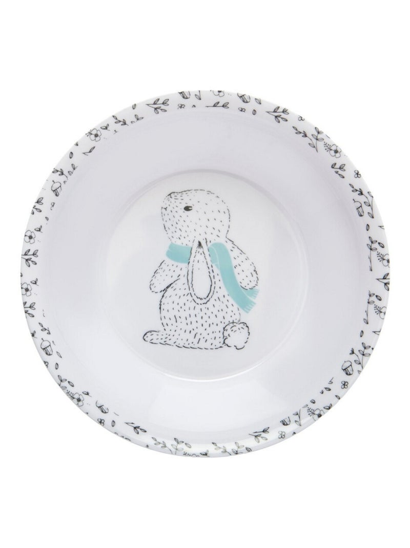 Set per pasti per bebè in melammina Thermobaby con conigli, motivi, 2 piatti Bianco Blu - Kiabi