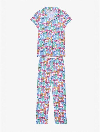 Set pigiama camicia e shorts con fiocchi colorati penti