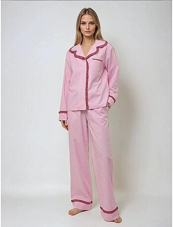 Set pigiama in cotone a quadri con colletto da camicia hiccup