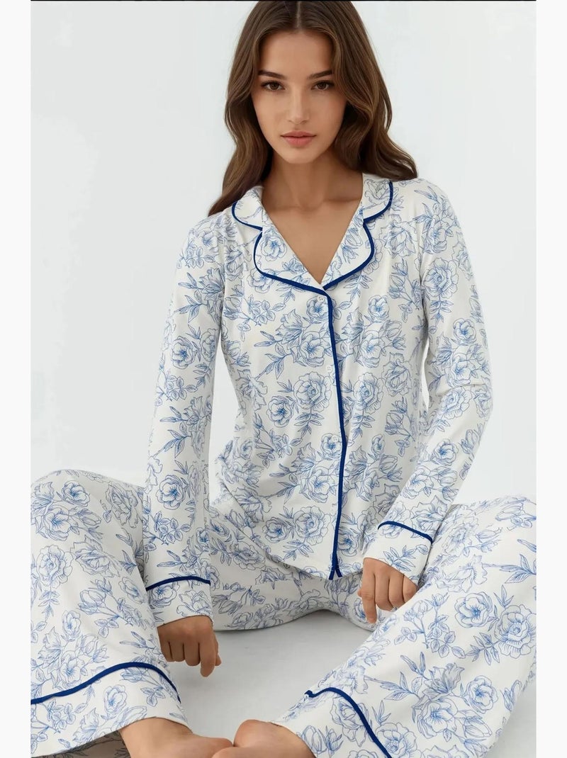 Set pigiama loungewear a maniche lunghe con stampa floreale hiccup Bianco - Kiabi