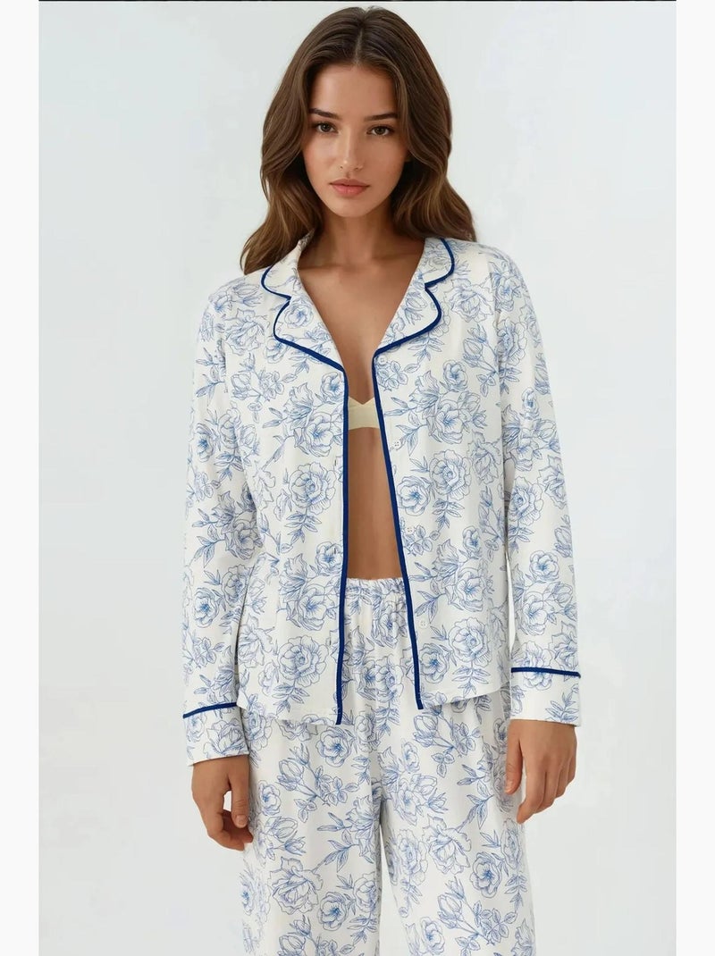 Set pigiama loungewear a maniche lunghe con stampa floreale hiccup Bianco - Kiabi