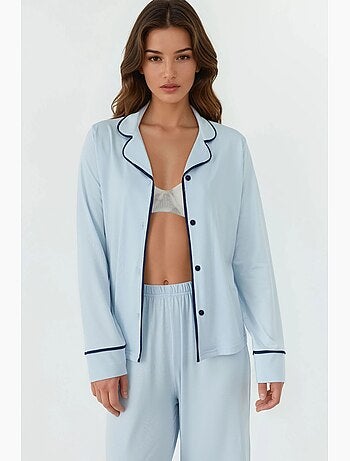 Set pigiama relaxed fit a maniche lunghe con tocco extra morbido e colletto a camicia hiccup
