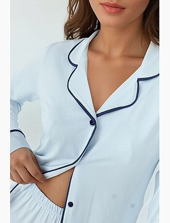 Set pigiama relaxed fit a maniche lunghe con tocco extra morbido e colletto a camicia hiccup