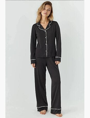 Set pigiama relaxed fit a maniche lunghe con tocco extra morbido e colletto a camicia hiccup