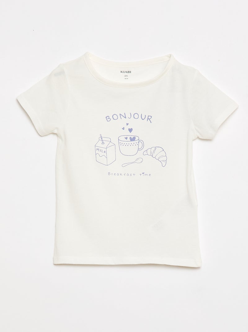 Set pigiama t-shirt + pantaloncini - 2 pezzi Bianco - Kiabi