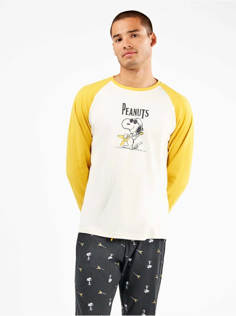 Set pigiama uomo Snoopy in punto interlock Ecru - Kiabi