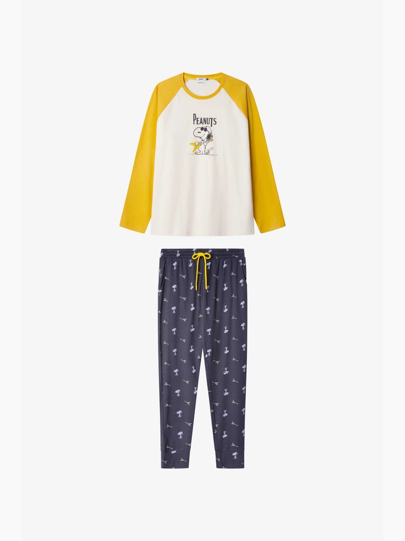Set pigiama uomo Snoopy in punto interlock Ecru - Kiabi