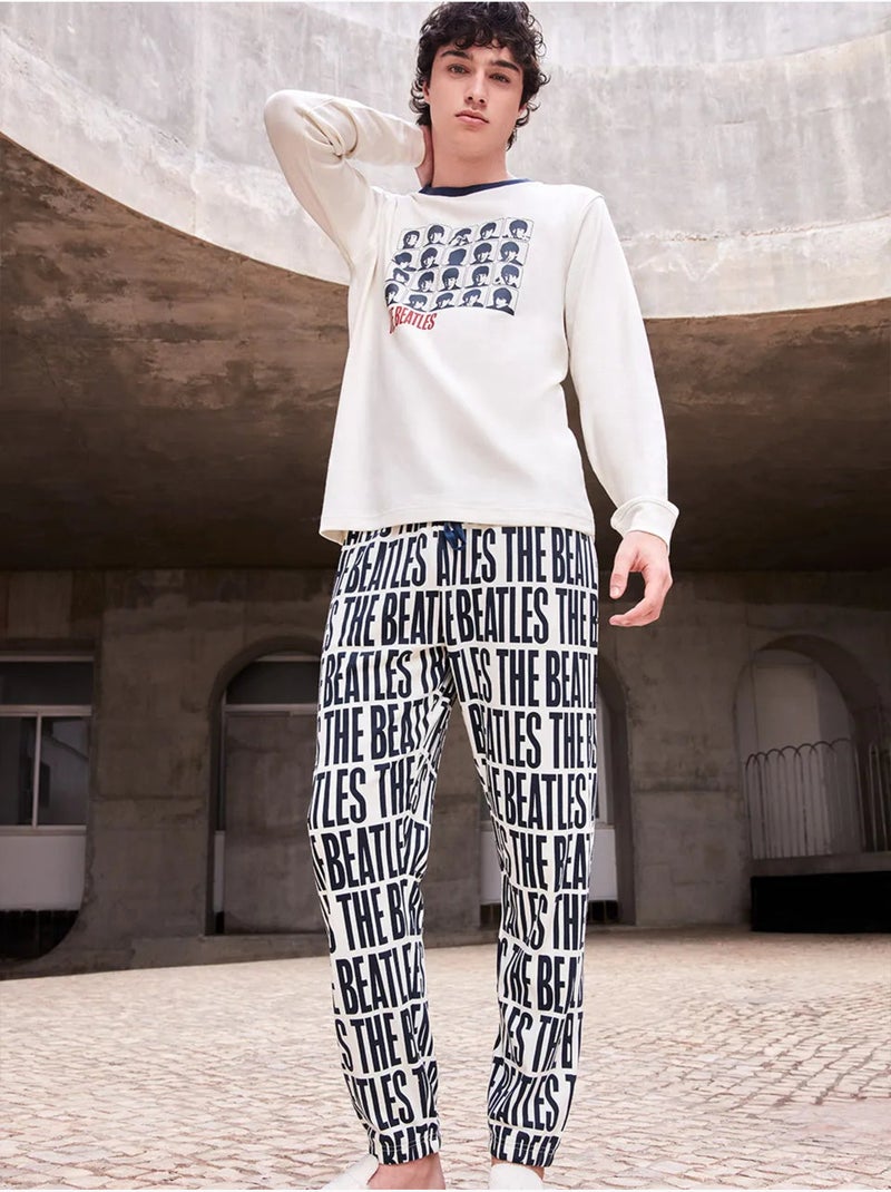 Set pigiama uomo The Beatles in punto interlock Ecru - Kiabi