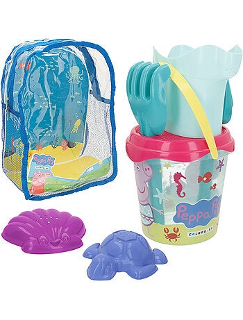 Set secchiello da spiaggia peppa pig con accessori e zaino per il trasporto