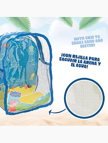 Set secchiello da spiaggia peppa pig con accessori e zaino per il trasporto
