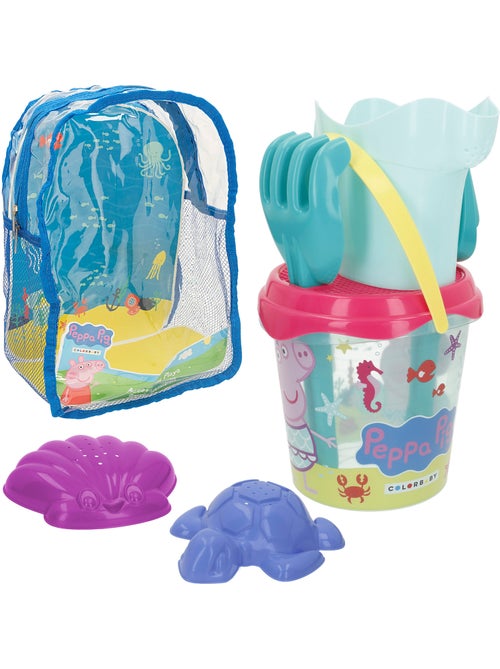 Set secchiello da spiaggia peppa pig con accessori e zaino per il trasporto - Kiabi