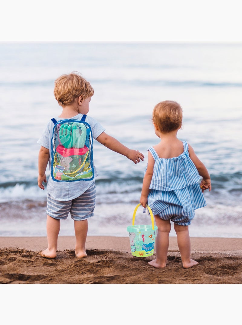 Set secchiello da spiaggia peppa pig con accessori e zaino per il trasporto N/D - Kiabi
