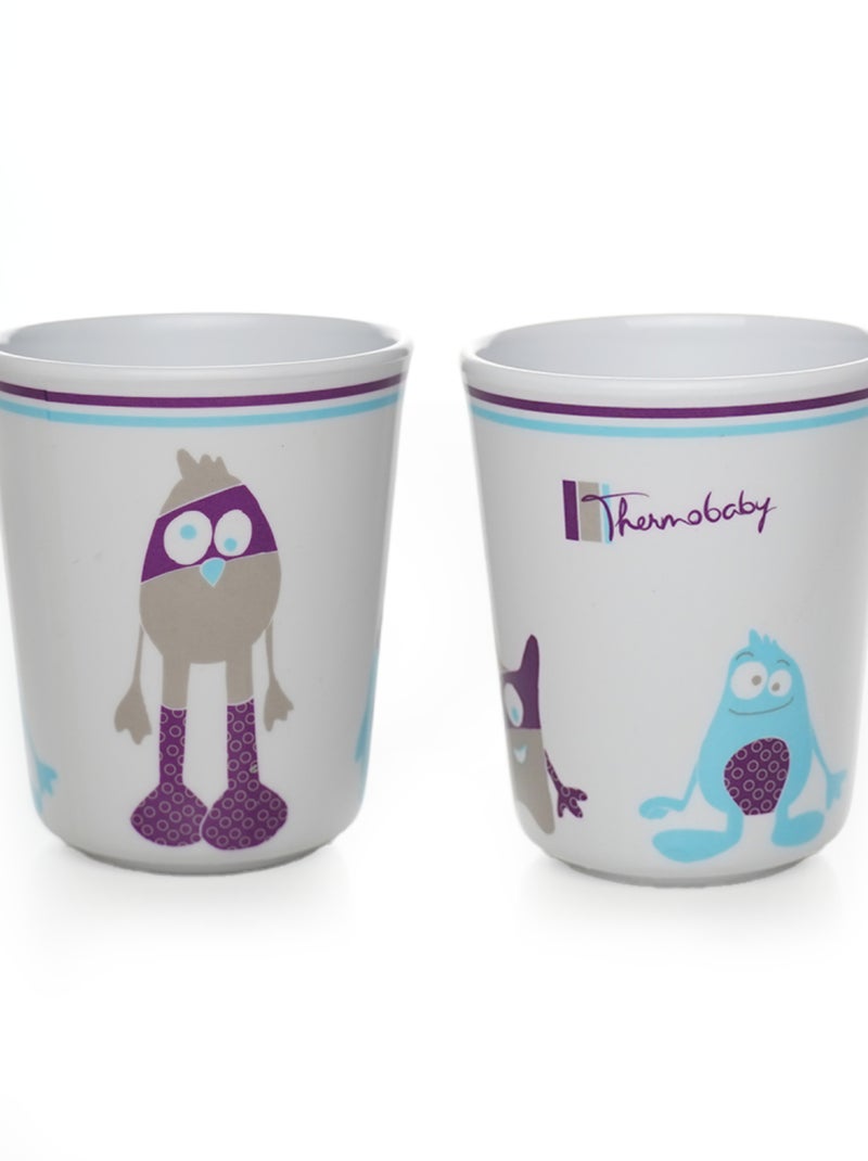 Set stoviglie per bambini Thermobaby in melamina e acciaio inox 360/220/140 ml Bianco Viola - Kiabi