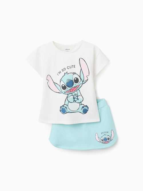 Set t-shirt in cotone e gonna-pantalone con stitch - Kiabi
