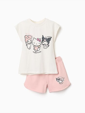 Set T-shirt in cotone + shorts con stampa Kuromi