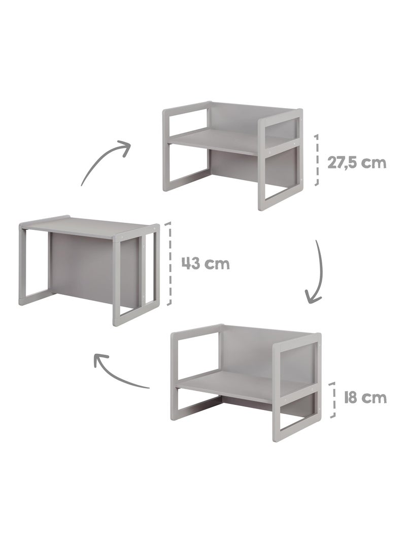 Set tavolo convertibile in panchina + 1 sedia evolutiva – "Roba" Grigio - Kiabi