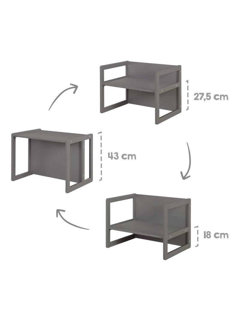 Set tavolo convertibile in panchina + 1 sedia evolutiva – "Roba" Nero - Kiabi