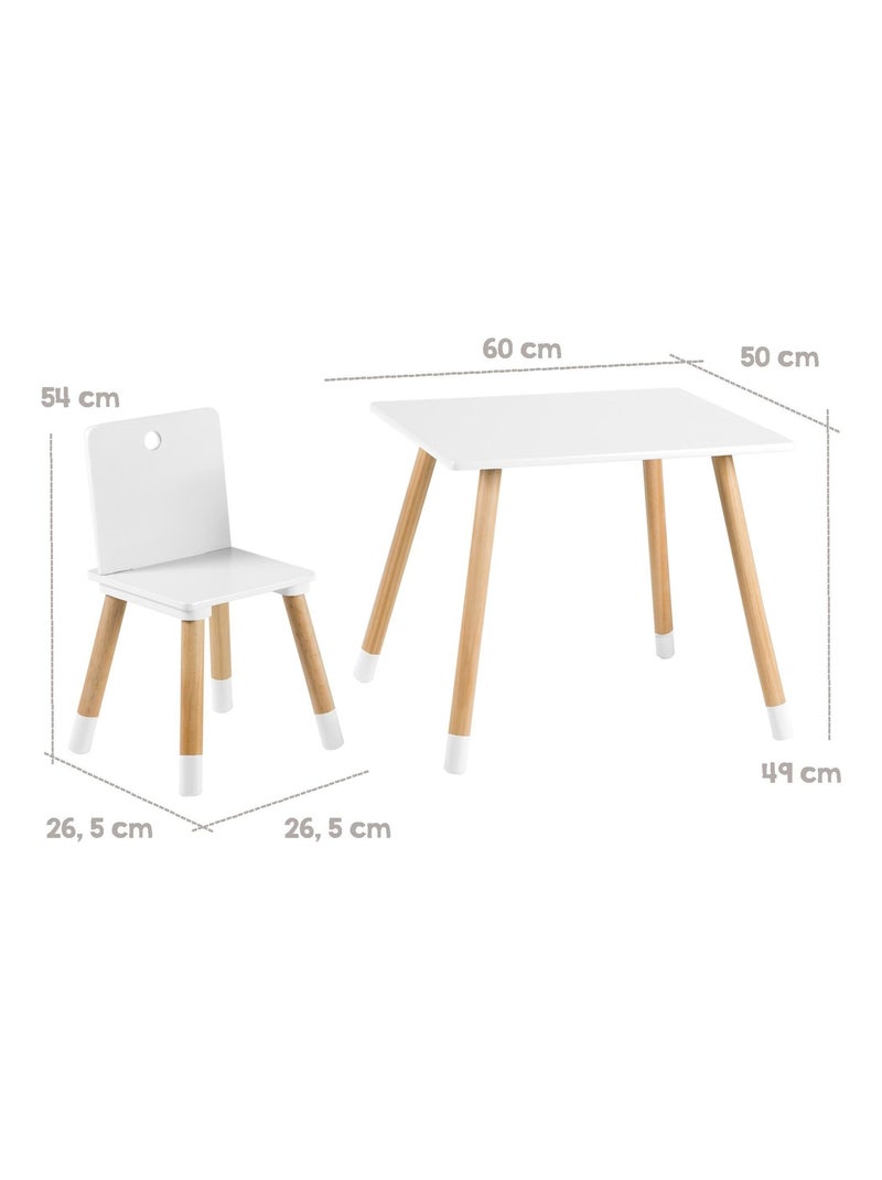 Set tavolo e 2 sedie per bambini in legno – design scandinavo "Roba" Bianco Beige - Kiabi