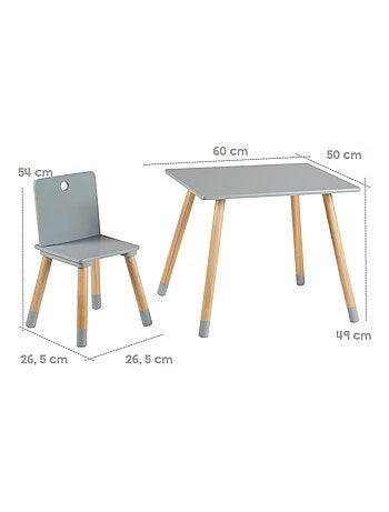 Set tavolo e 2 sedie per bambini in legno – design scandinavo "Roba