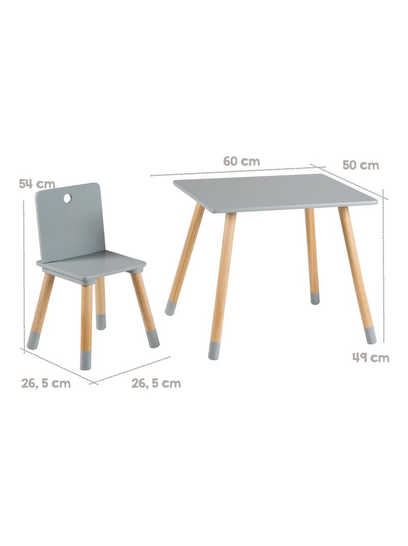 Set tavolo e 2 sedie per bambini in legno – design scandinavo "Roba" Grigio beige - Kiabi