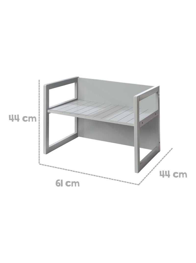 Set tavolo e sedie per bambini – set convertibile in panca e sgabello – 3 altezze di seduta "Roba" Grigio - Kiabi