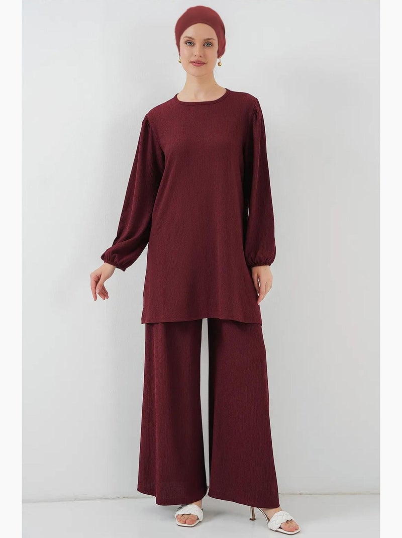 Set tunica testurizzata a maniche lunghe e pantaloni a gamba ampia bdart Rosso bordeaux - Kiabi