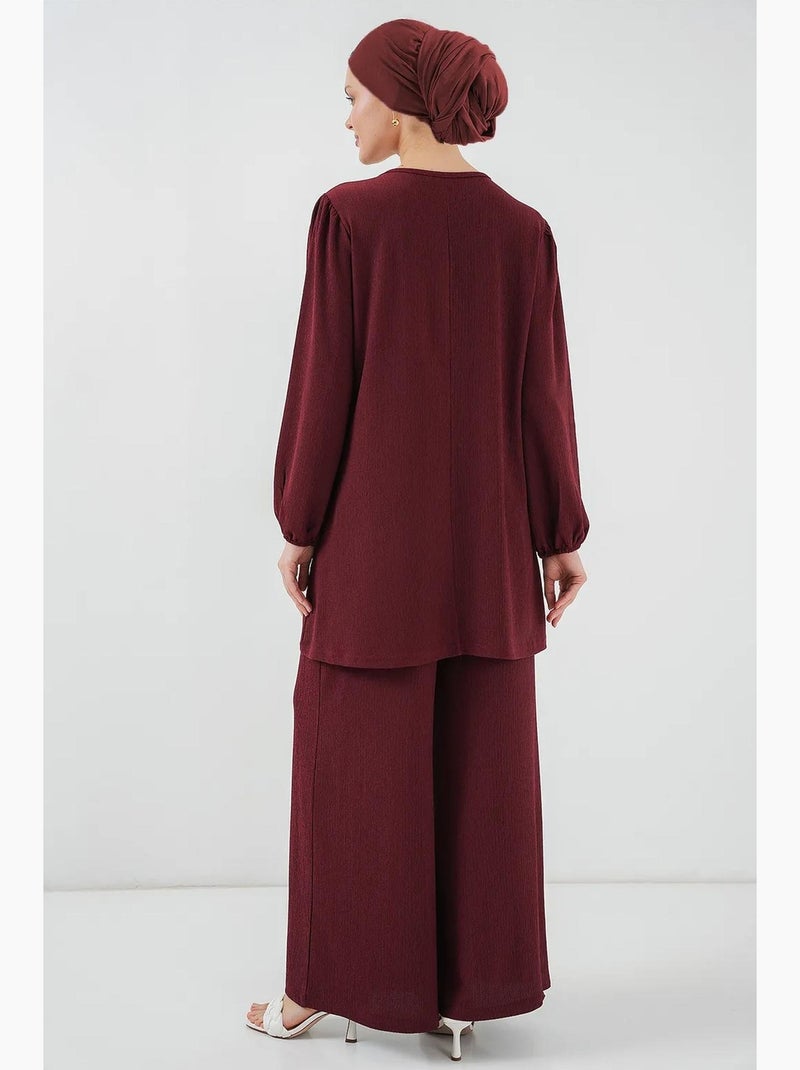 Set tunica testurizzata a maniche lunghe e pantaloni a gamba ampia bdart Rosso bordeaux - Kiabi