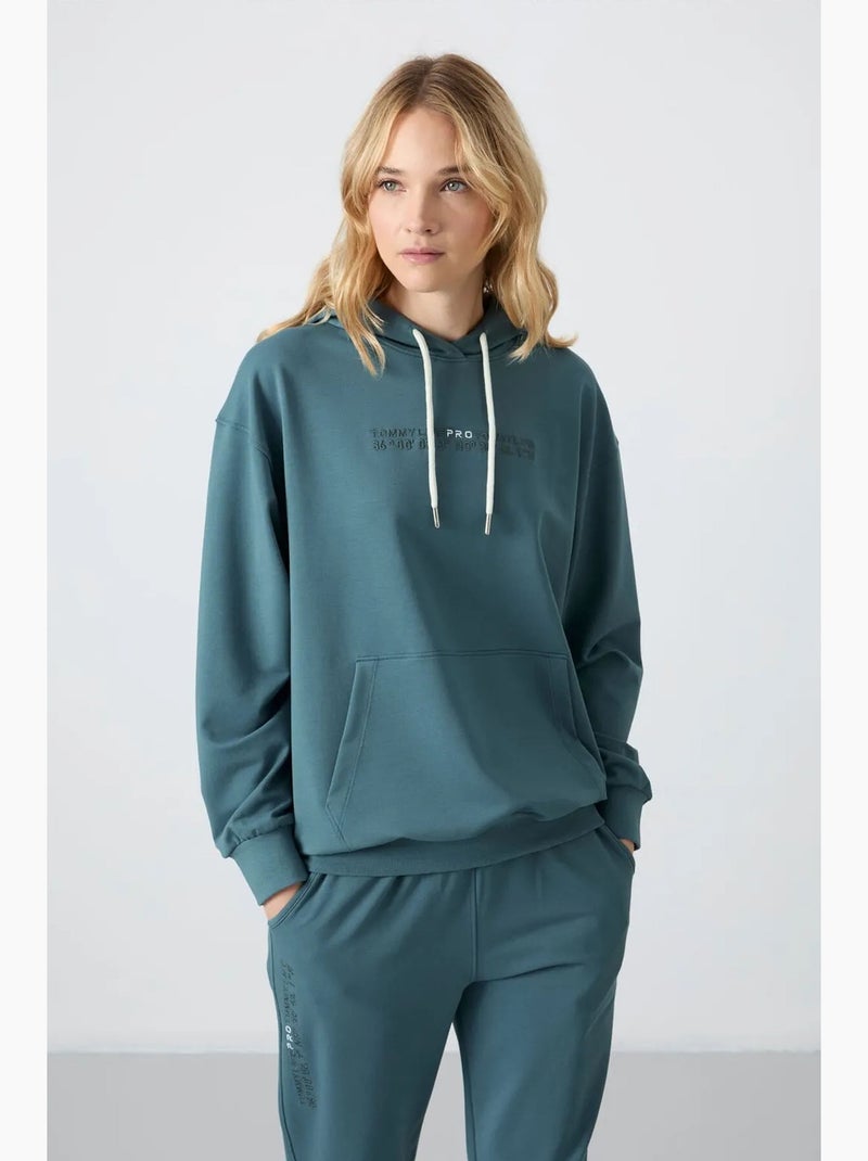 Set tuta oversize con felpa con cappuccio e pantaloni tommy Blu pavone - Kiabi