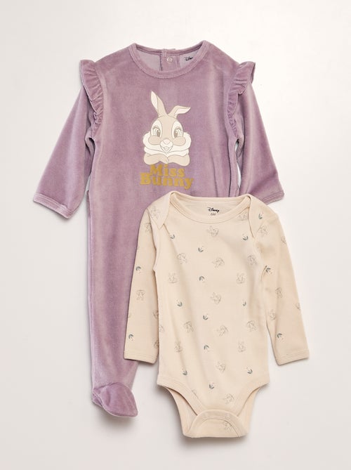 Set tutina in velluto + body 'Miss Bunny' - 2 pezzi - Kiabi