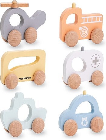 Set veicoli in legno ambulanza e pompieri Mamabrum